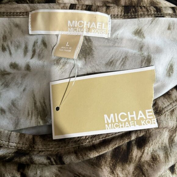 Michael Kors Tunic Top Womens Large Multicolor Animal Print Stretch Blouse - Picture 7 of 9